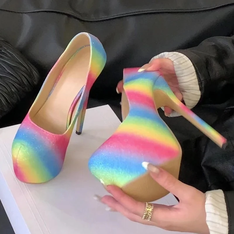 

Aneikeh/весенние фетиш-на высоком каблуке-шпильке, пикантные туфли-лодочки из ткани с блестками, женские туфли-лодочки для банкета и выпускного вечера