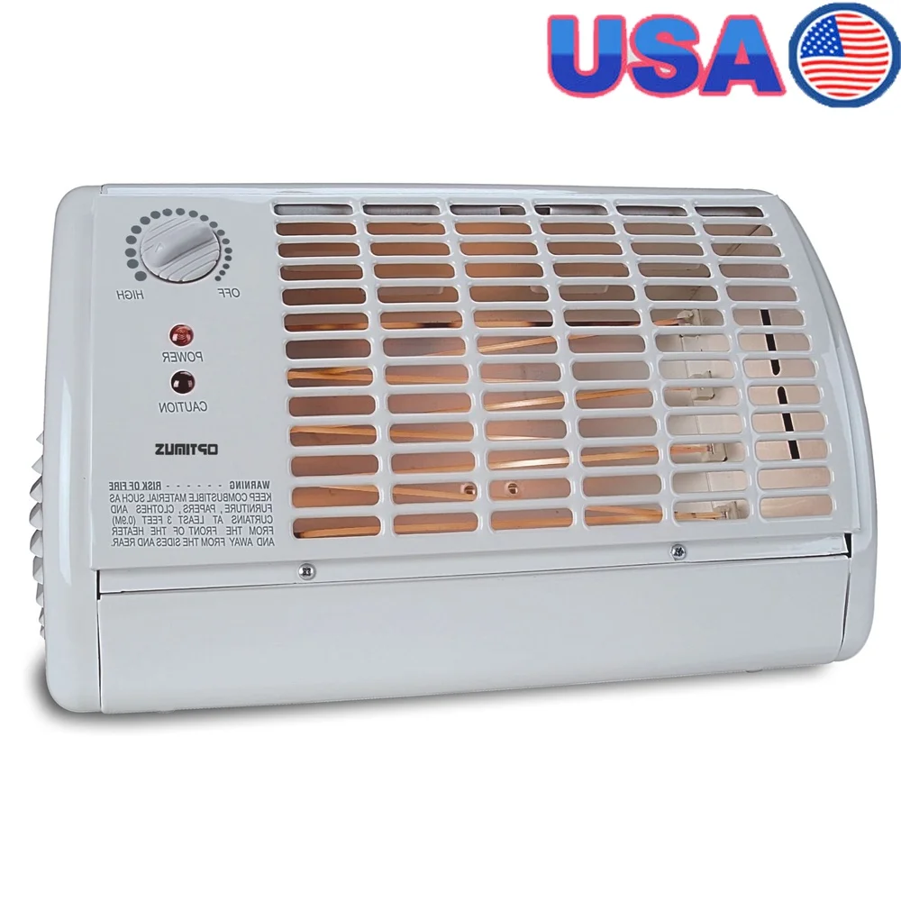 ポータブル電気ラジアントヒーター、サーモスタット付き、1320W、屋内用、転倒保護機能、ファン強制加熱システム、耐久性のある金属製