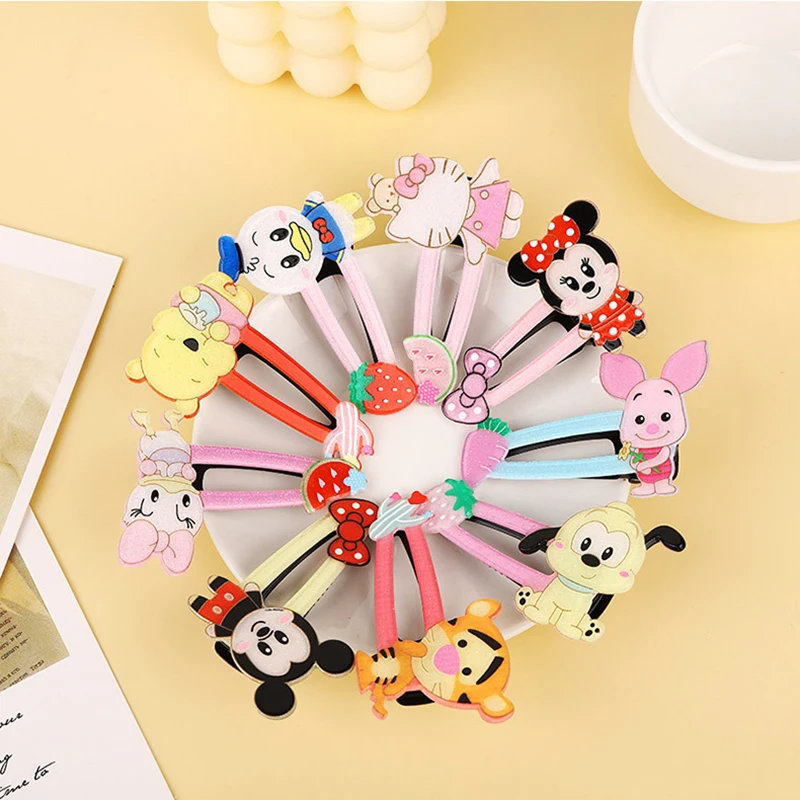 Großhandel 10 stücke Disney Acryl Metall Haar Clips für Mädchen Nette Mickey Minnie Maus Barrettes Haarnadel Haar Zubehör Schmuck