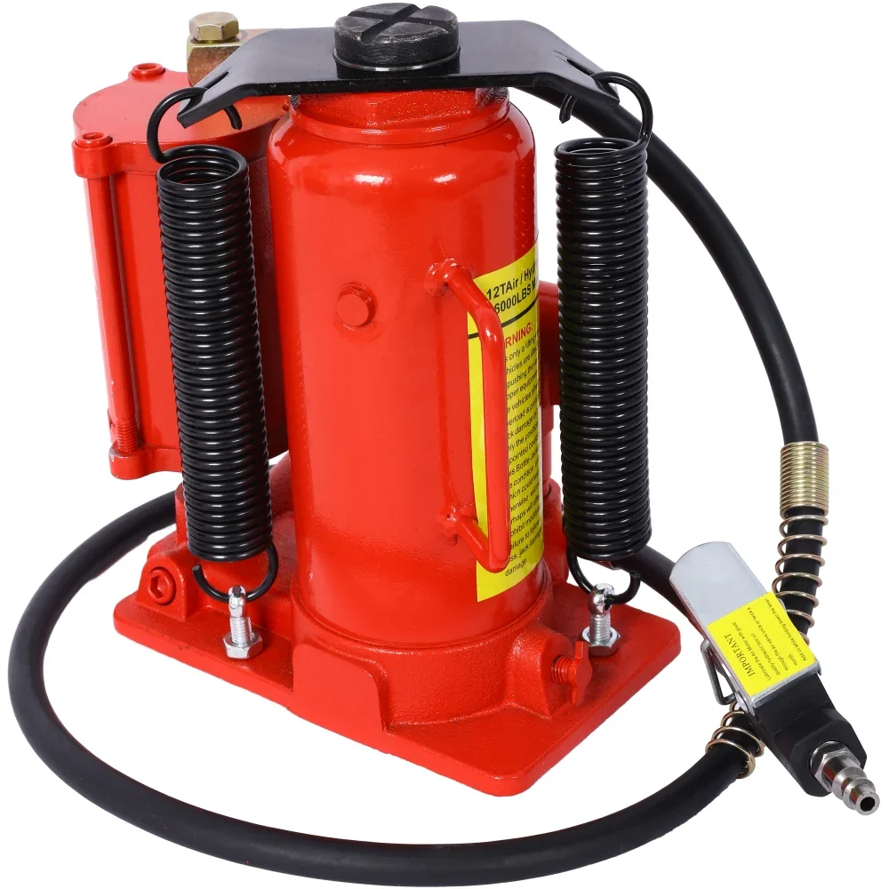 Air Hydraulic Bottle Jack, 12 Ton/24000 LBS All Welded Bottle Jack, 9.8-19.3 inch Lifting Range, Manual Handle and Air Pump