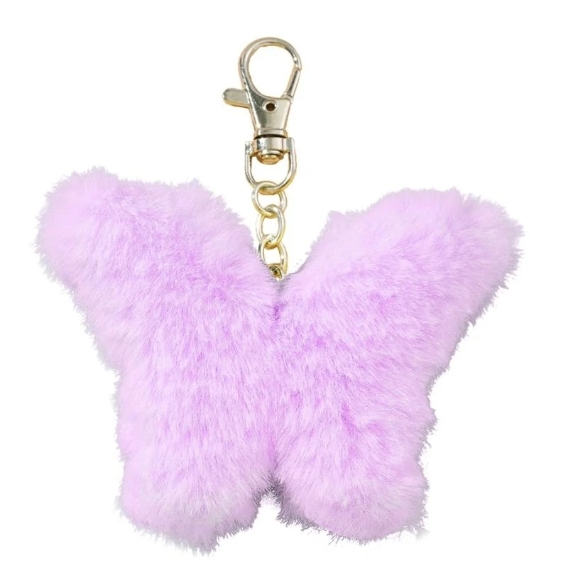 Mini Plush Butterfly Charm Keychains Sweet Pendant Car Keyring Backpack Decoration Fashion Jewelry for Women Girls