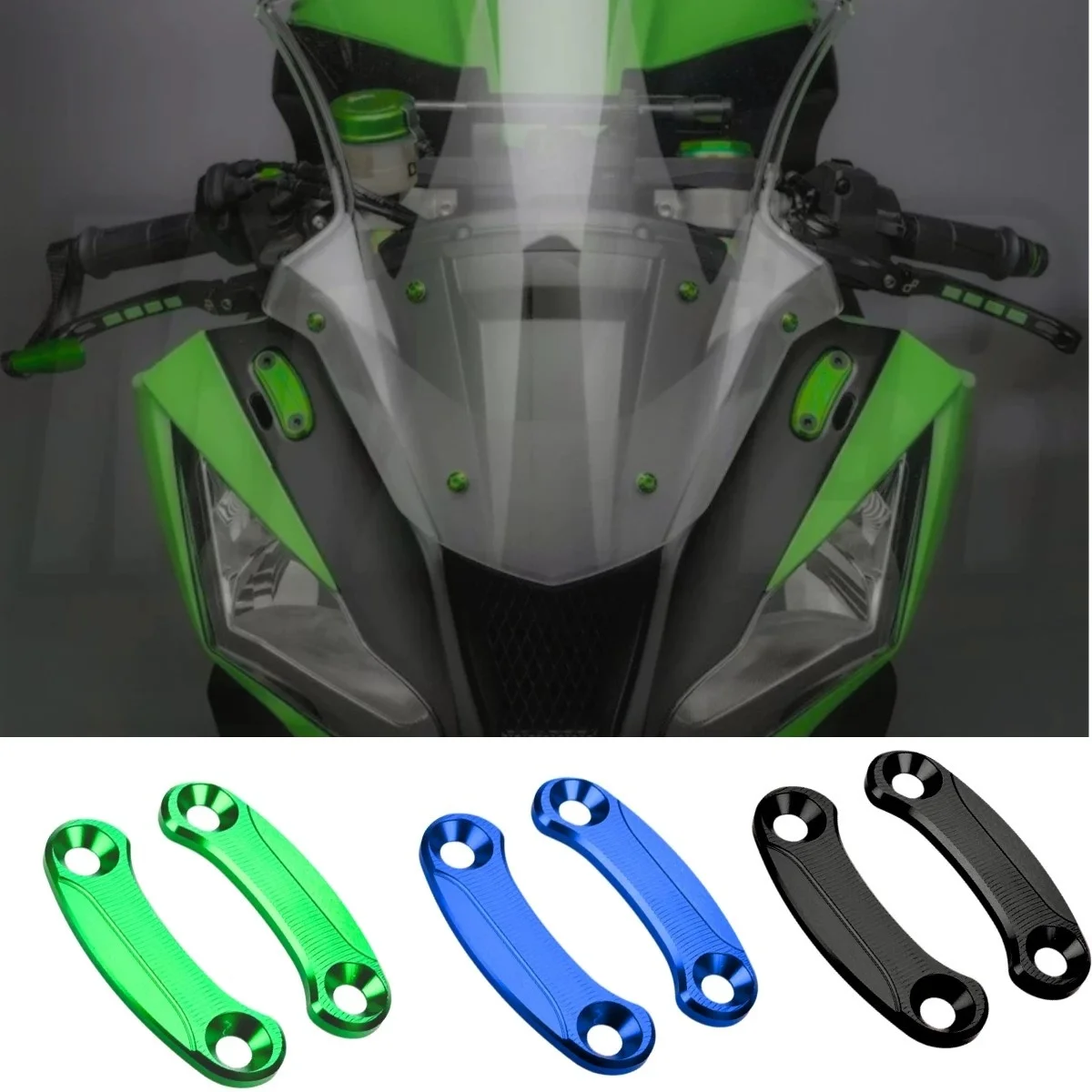 FOR Ninja ZX-6R ZX-10R CNC Aluminum Rearview Mirror Block off Plates Left & Right Base Cover Caps Motorcycle Mirror Removal Hole