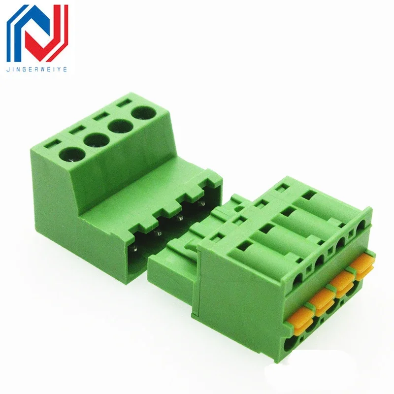 2sets 2EDG 5.08mm Aerial Butt Welding Type 2EDGKD 5.08mm Spring Plug Solder-free Docking Terminal Block Connector 2/3/4/5/6/7/8P
