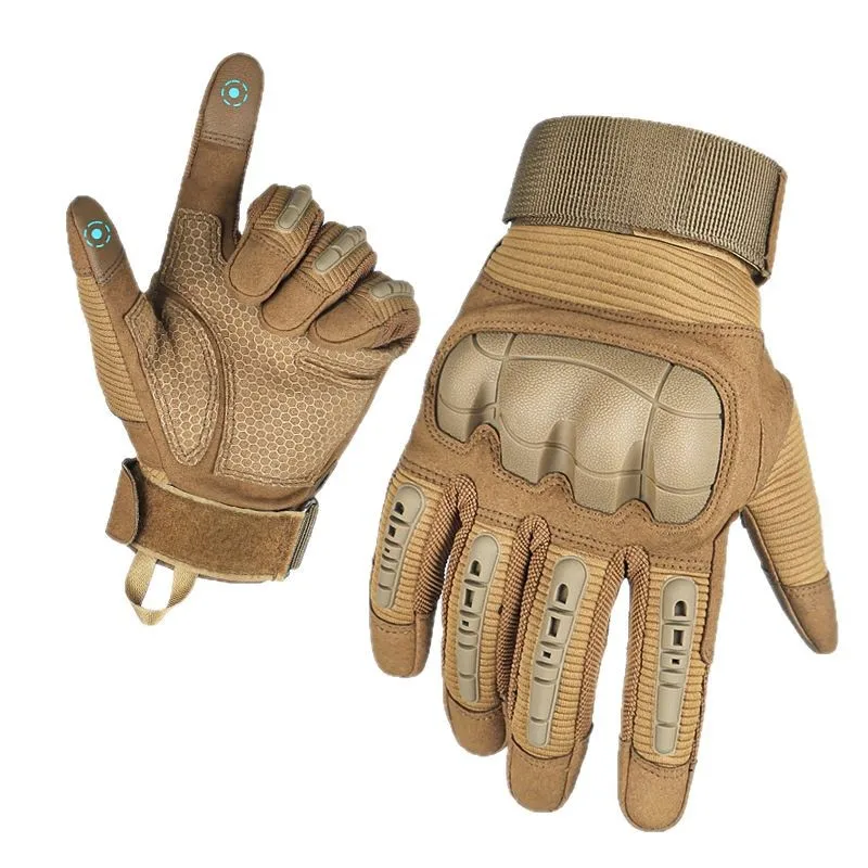 Touch Screen Tactical Full Finger Gloves Hard Rubber Paintball Airsoft Bicycle Combat Anti-skid Cycling Work Glove Men