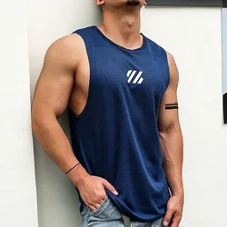 Men's Gym Fitness Quick Dry Clothing Summer Shirt Sports Casual Running Training Tank Top Mesh Sleeveless Basketball Vest