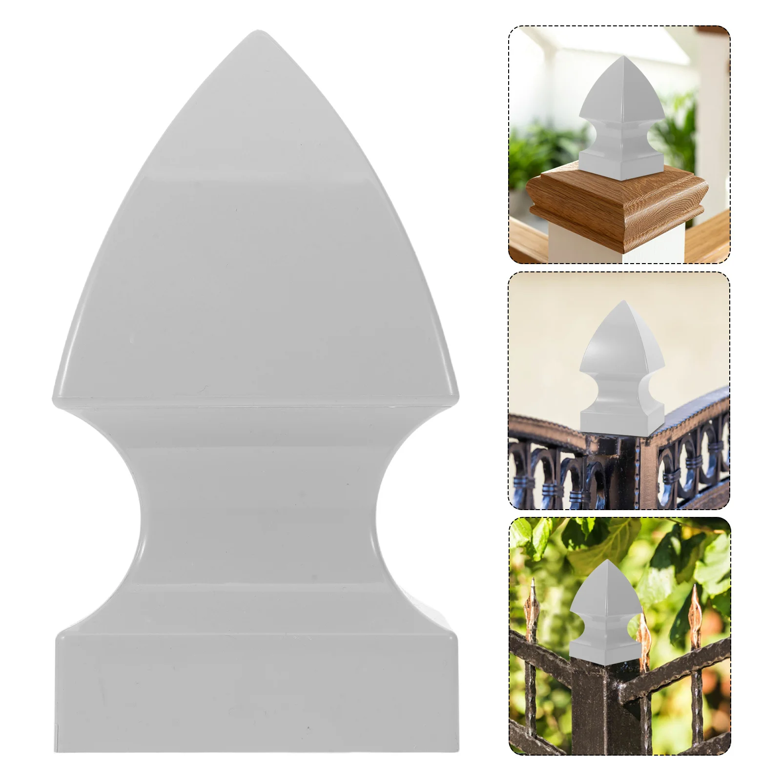 القوطية نمط 5 "X 5" بولي كلوريد الفينيل سياج آخر قبعات رمادي داكن في الهواء الطلق الدرج درابزين نهاية يغطي الطقس مقاومة سطح السفينة درابزين