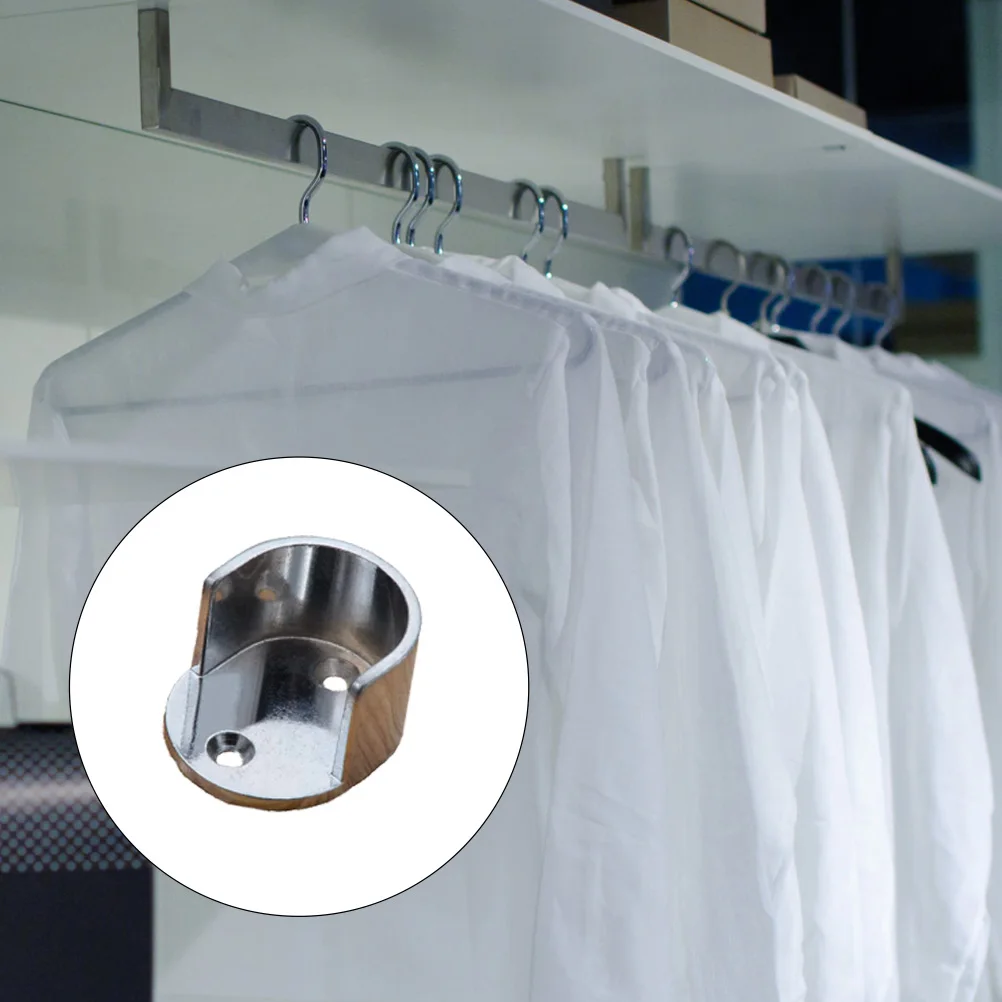 

Zinc Alloy Flange Seat Closet Rod Holder U Shaped Support Wardrobe Bracket Pole Socket Rust Proof Easy Install Shower