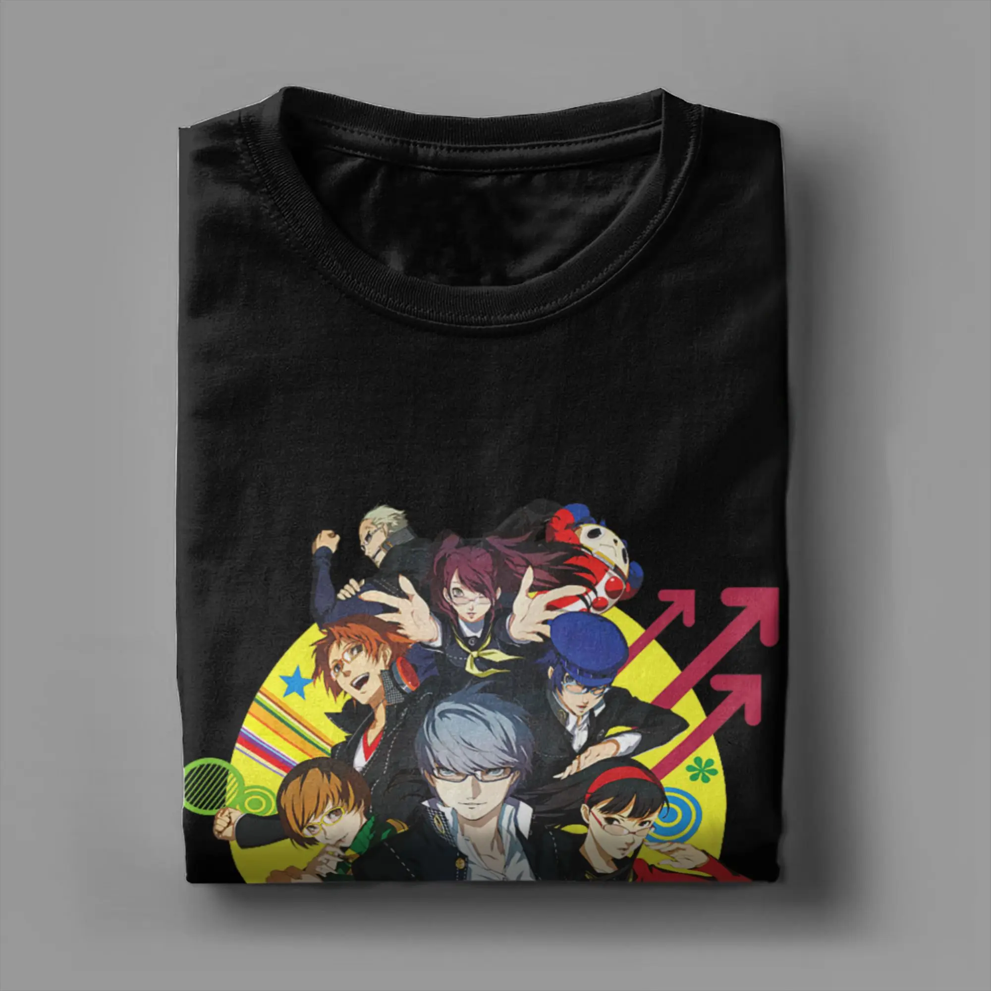 Persona 4 Golden All Characters Keyart Atlus Men's T Shirt Unique Tee Shirt Short Sleeve Crewneck T-Shirts Cotton Present Tops