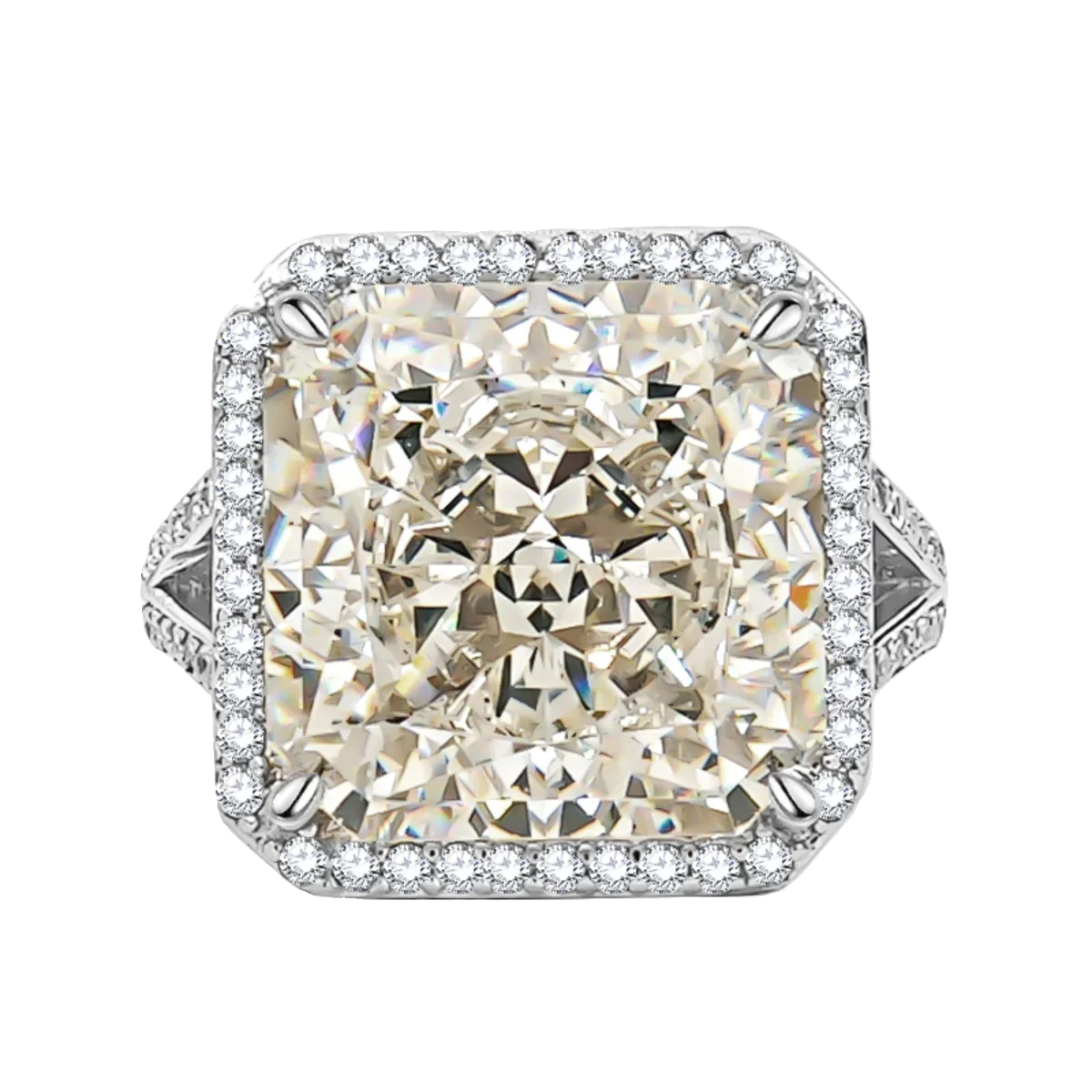 Fashion Luxury 925 Silver Square Ice Cut Ring Inlaid with High Carbon Diamonds, Elegant and Versatile Design