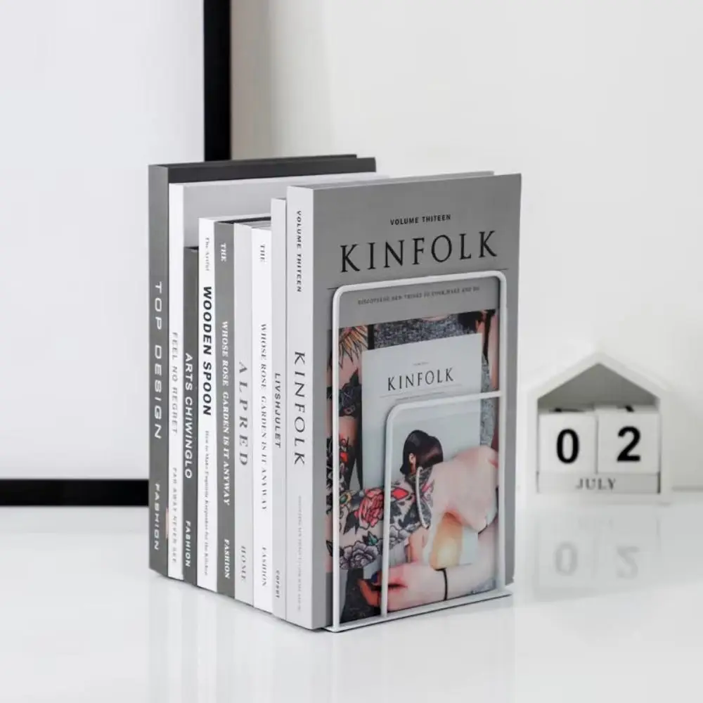 Modern Hollow Metal Bookends Sturdy Reusable Simple Book Stand Anti-slip Multifunctional Magazine Storage Rack Albums