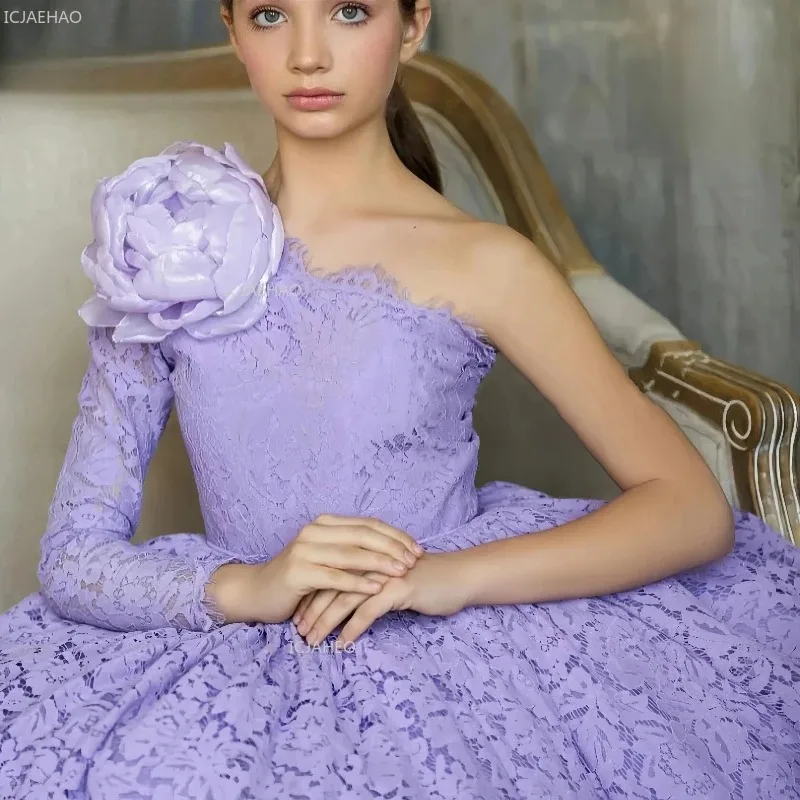 فستان زفاف فتاة الزهور للأطفال البنات بأكمام طويلة فستان حفلة الأميرة لمضيف أداء البيانو عرض الأزياء فساتين المسابقة