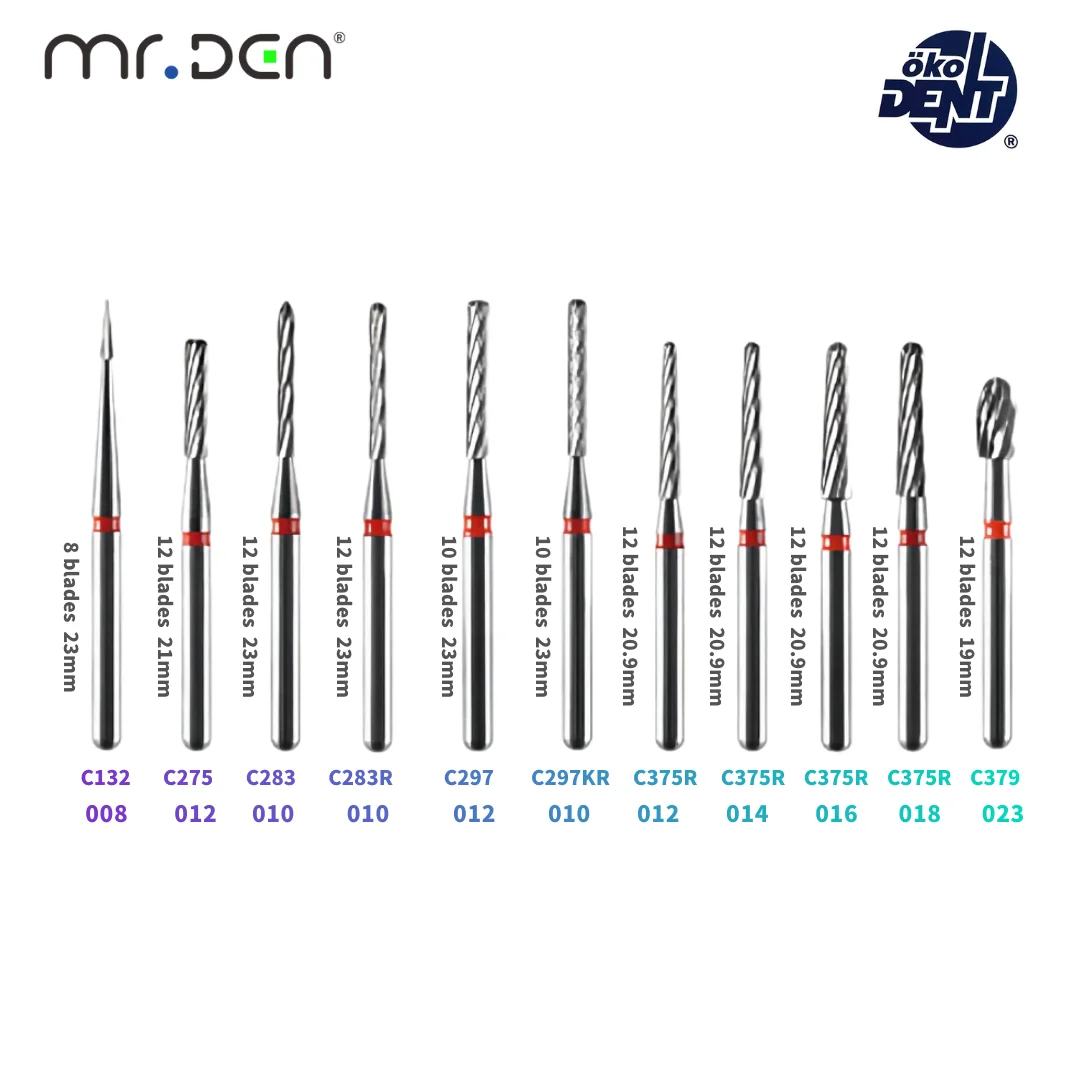OKO DENT C375R Tungsten Steel Bur Dental High Speed Preparation Bur Oral Micro Precision Polishing Set German Dental Instrument