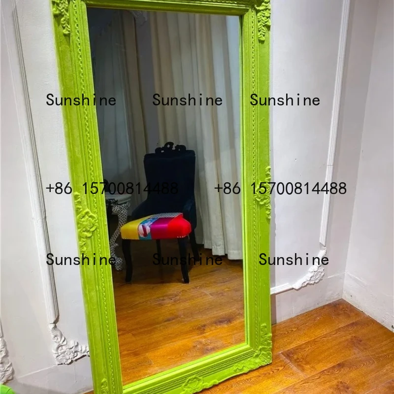 TS.Fluorescent green mirror buyer's store full body decorative mirror