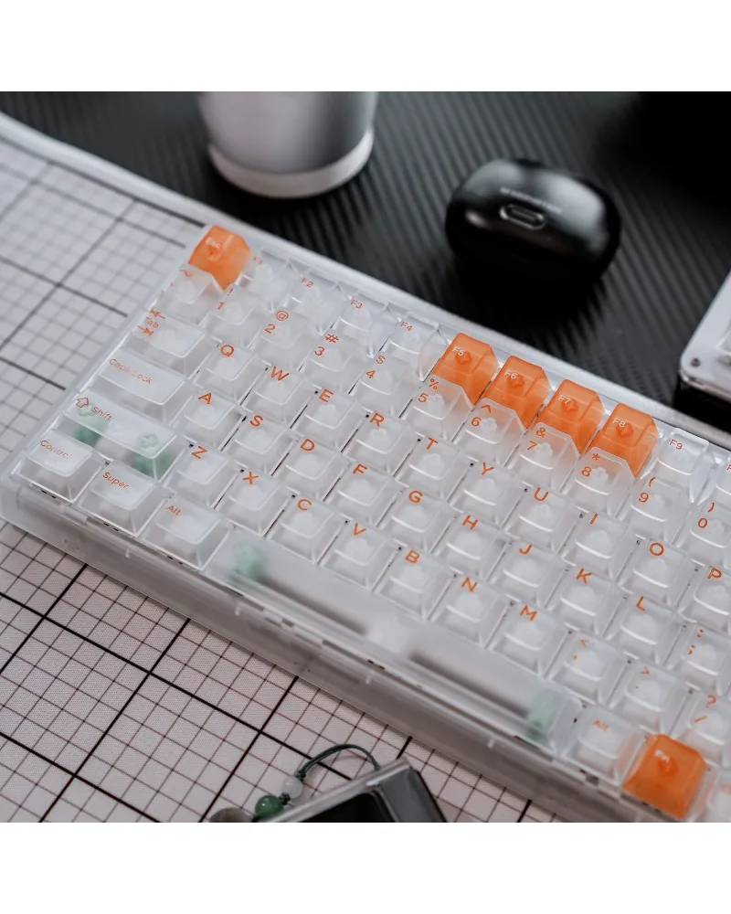 Keycap 132 keys pad printing magnetic axis customization original height 61/75/87 mint white orange PC fog through keyboard