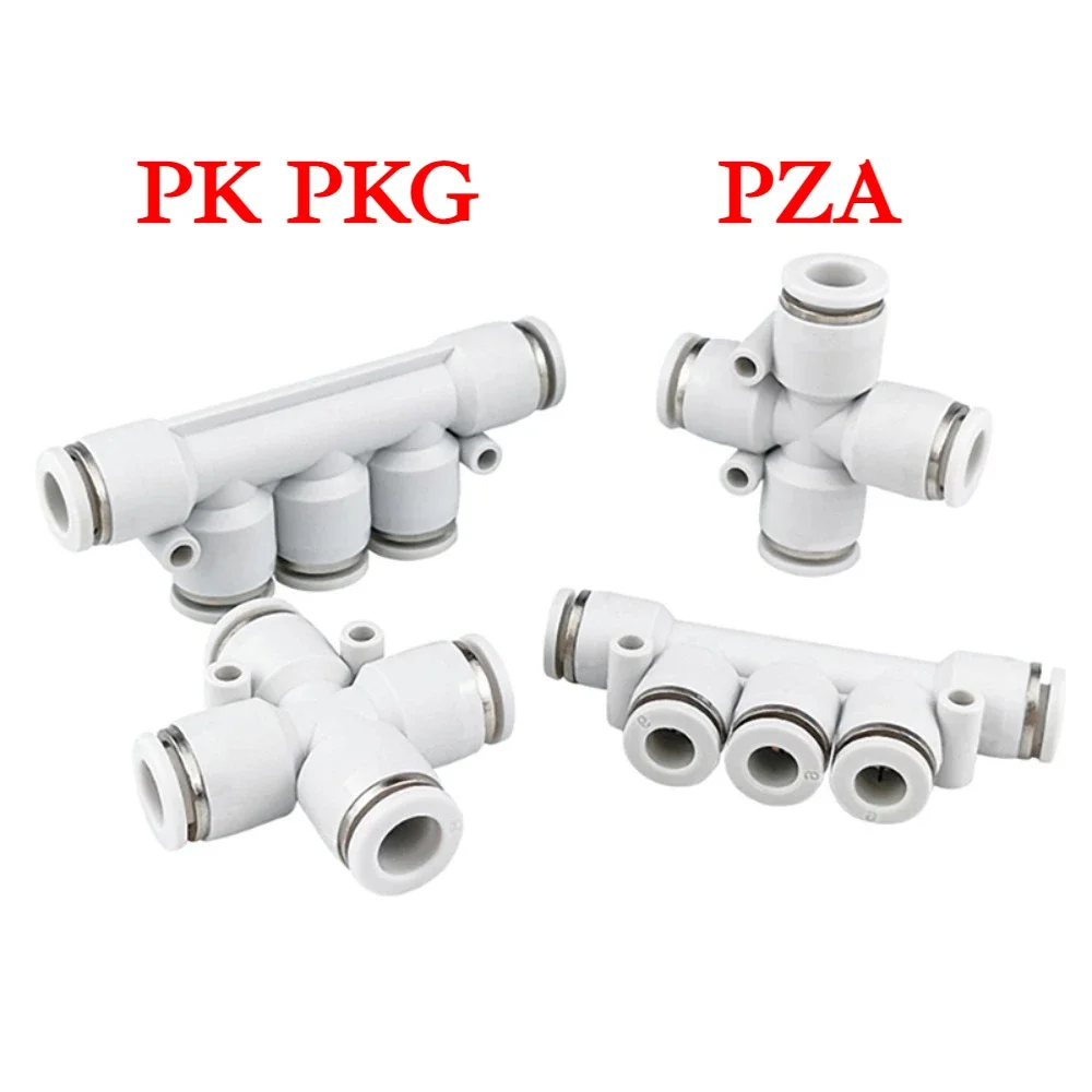 4 6 8 10 12mm OD Tube PZA PK PKG White 4 5 Ways High Quality Pneumatic Air fitting Quick release Push to Connect Manifold Union