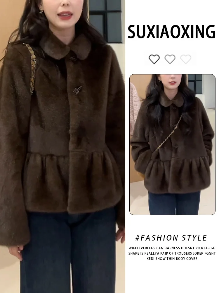 

Карамельная ретро-куртка из овечьей шерсти для женщин: теплая, с длинными рукавами, отложным воротником, мягкая и уютная, осенне-зимняя, модная, универсальная верхняя одежда