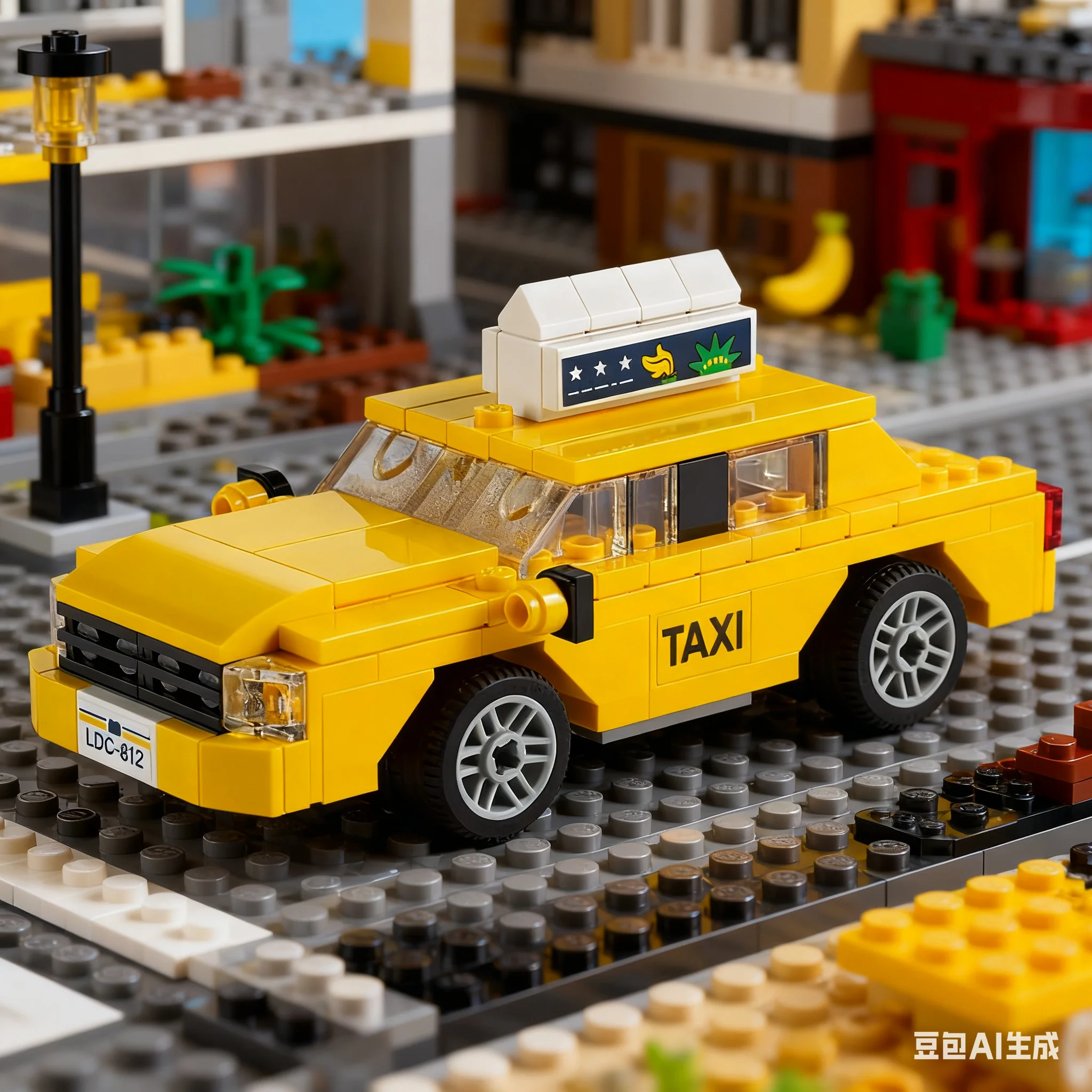 LEGO Bausteine 40468 Gelbes Taxi-Puzzle-Spielzeug, handgefertigte DIY-Bausteine, Geschenk für Jungen und Mädchen, Desktop-Dekoration