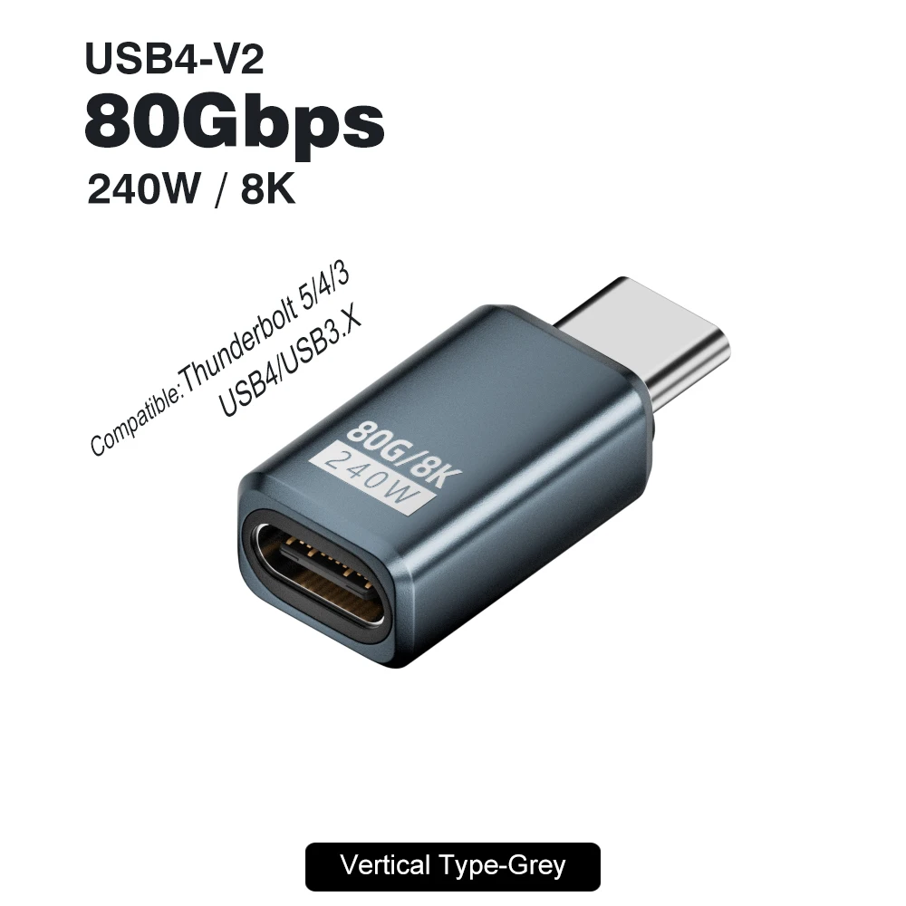 USB4 V2 90-Grad-Typ-C-Winkeladapter 80 Gbit/s Thunderbolt 5 4 3 Winkeladapter 240 W USB-C-Kabelstecker 40 Gbit/s für MacBook Air