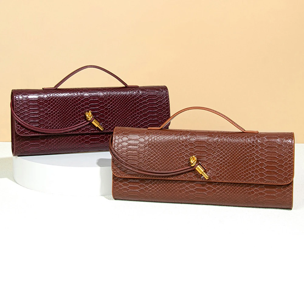 Burgundy Envelope Bag for Women Alligator Print Flap Pillow Bags Female Party New Handbag Wine Red Lady Commuting Crossbody Pack