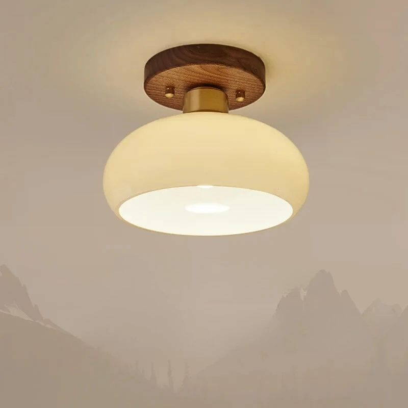 Walnut Wood Ceiling Light Fixture, Modern Style, Grass Led Ceiling Lamp for Hallway, Entryway, Kitchen, Foyer