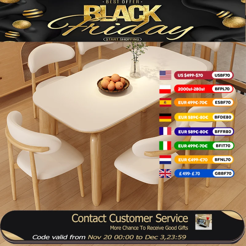 

Waterproof Wooden Dining Table Stand Study Unique Luxury Restaurant Dining Table White Rectangular Tavoli Da Pranzo Furniture