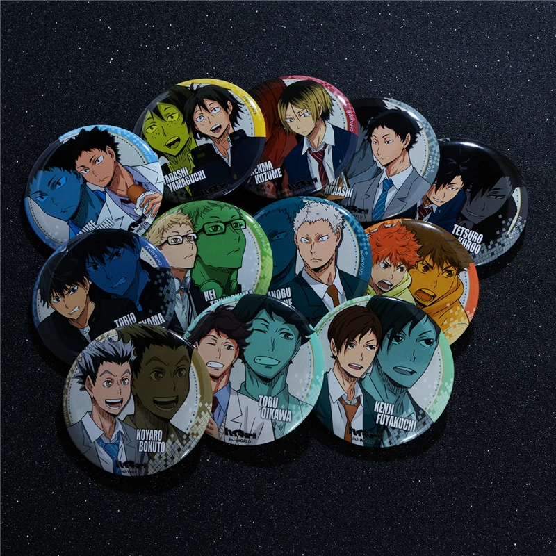 

Haikyuu!! Brooch Badge Anime Tabard Shoyo Hinata Cosplay Medal Pin Breastpin Gifts Tobio Kageyama Kei Tsukishima Decor Pendants