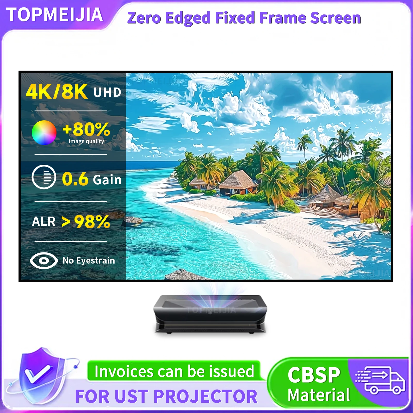 

New Home Theater ALR UST Projection Screen Fixed Frame Projector Screen for Ultra Short Throw AWOL 3500 4K Laser Projector