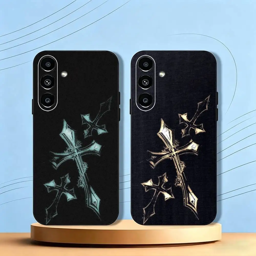Gothic Spike Cross Graphic  Phone Case Black Silicone Soft For Samsung Galaxy A73,A72,A71,A70,A53,A52,A51 Gift
