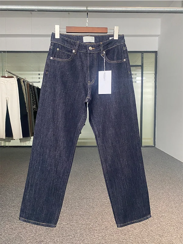 Jenny & Dave français Elegnat femme vêtements minimaliste coton droit taille haute mince pantacourt jean femme Denim pantalon 2026