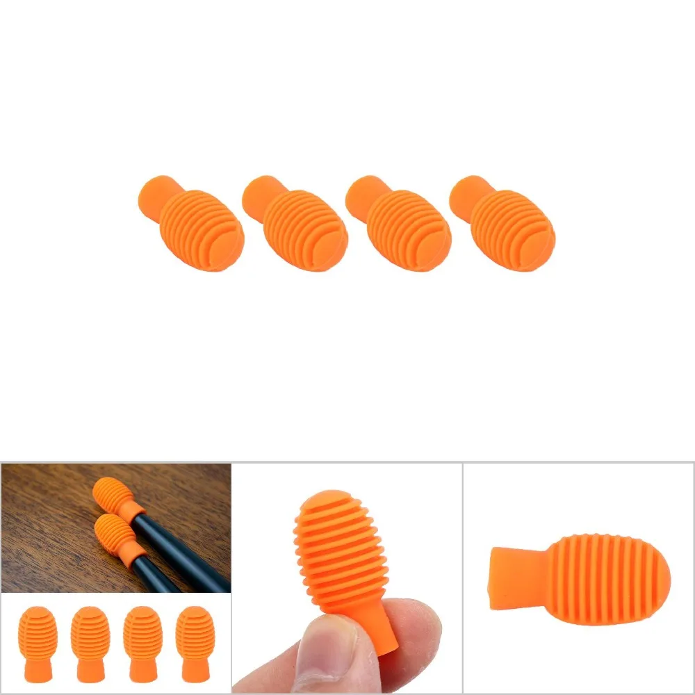 ​4Pcs ​Silicone Drum Stick Practice Tip ​Portable Silent Practice ​Drum Mute​ ​Orange/Grey ​Silicone Mute Drumstick​