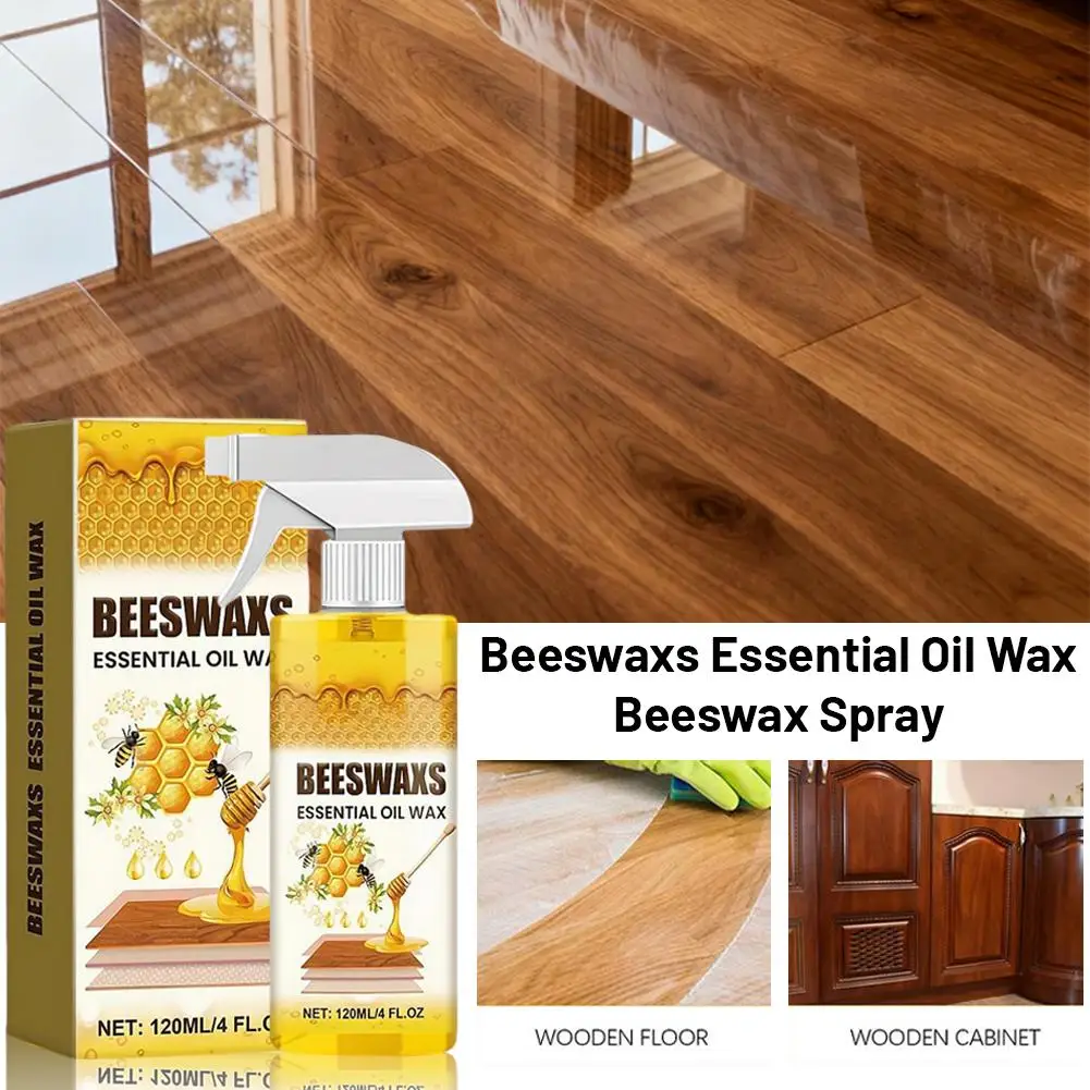 120ml/4Fl.oz Spray Wood Beeswax Polish with Beeswax Essential Oil Wax For Floor And Furniture Care Natural Beeswax Essential Oil