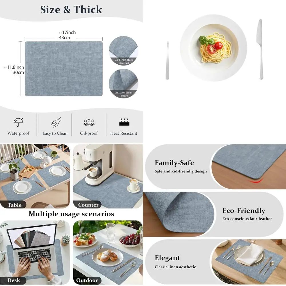 

Набор из 12 двусторонних, водонепроницаемых, устойчивых к жиру и грязи полиуретановых подставок под тарелки — легко моются, не скользят, подходят для кухни и столовой.