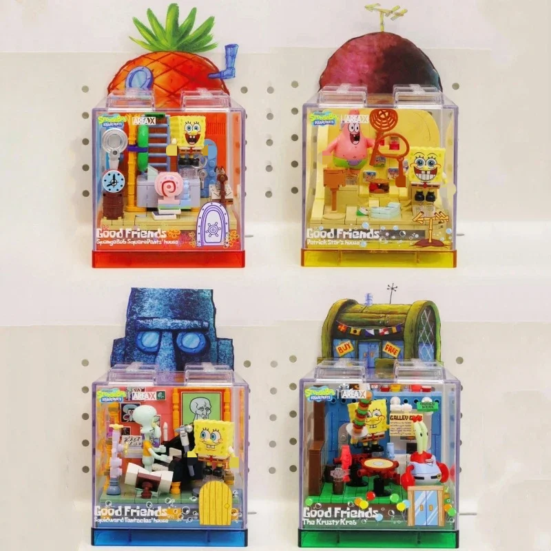 Spongebob Series Building Blocks Box Patrick Star Krusty Krab Squidward Tentacles Room Model Assembled Toy Ornaments Gift