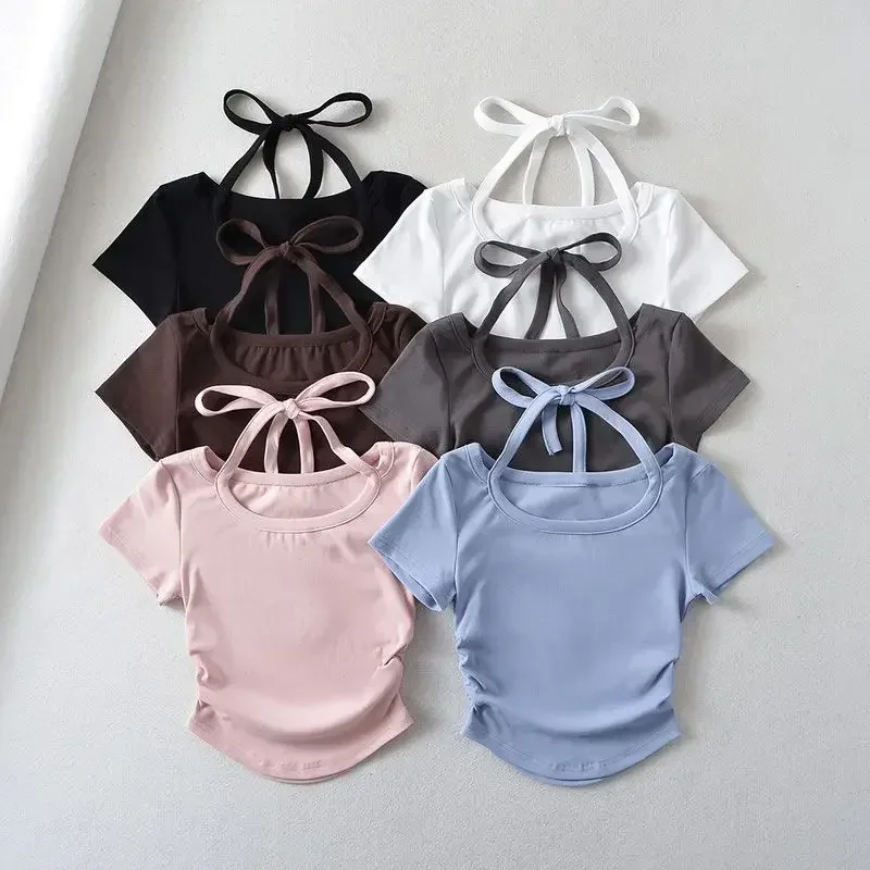 Girls Short Sleeved T-Shirt Kids Slim Top Tees Teenagers Shirts 2024 Summer 2 To 12Yrs Children\'s Clothing Korean Style