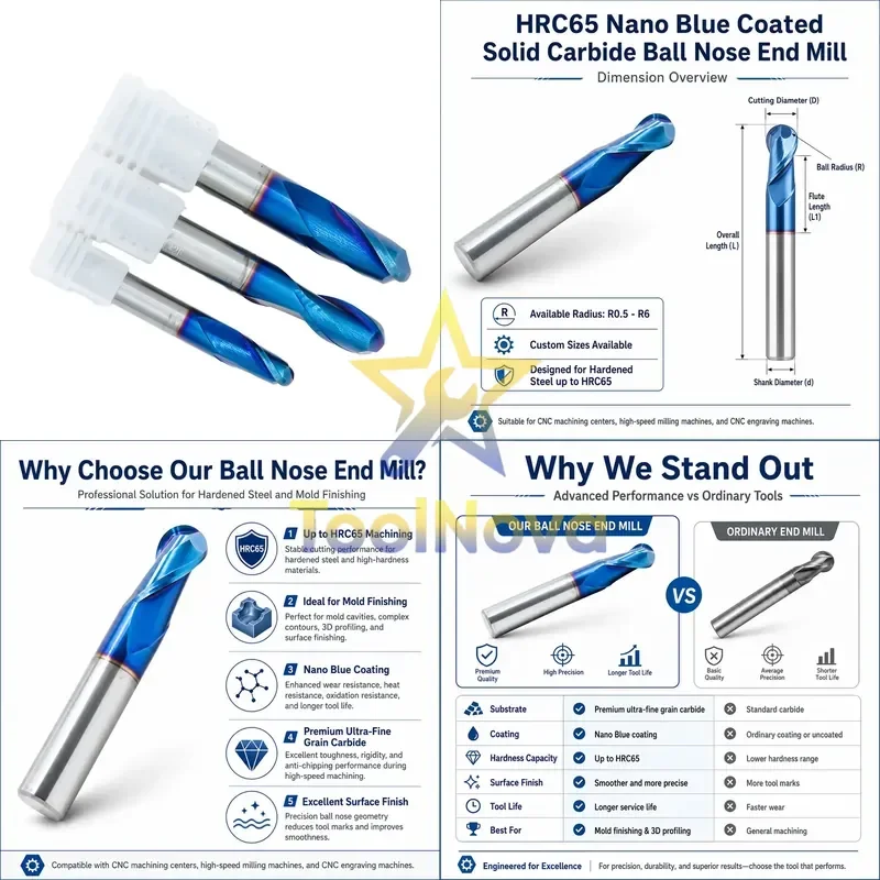 2026*Hotsale* Ball Nose End Mill Carbide CNC Router Bits 6mm 2F Ballnose Bits With Altin Coating OEM and ODM Supported CNC