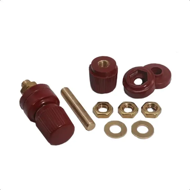 【5-1PCS】Binding Post M6 Thread 333 Type Brass Binding Post For Welding Machines Pure Copper Terminal Inverter Round Terminal