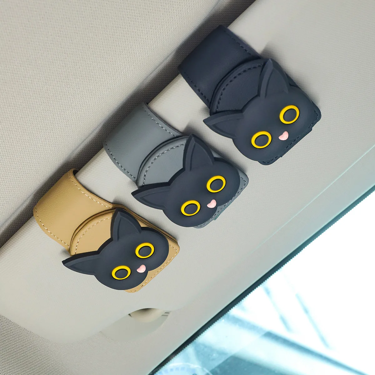 Magnetischer Auto-Visier-Clip-Organizer – Sonnenbrillenhalter aus PU-Leder mit universeller Ticket-Aufbewahrung, niedliches Autozubehör