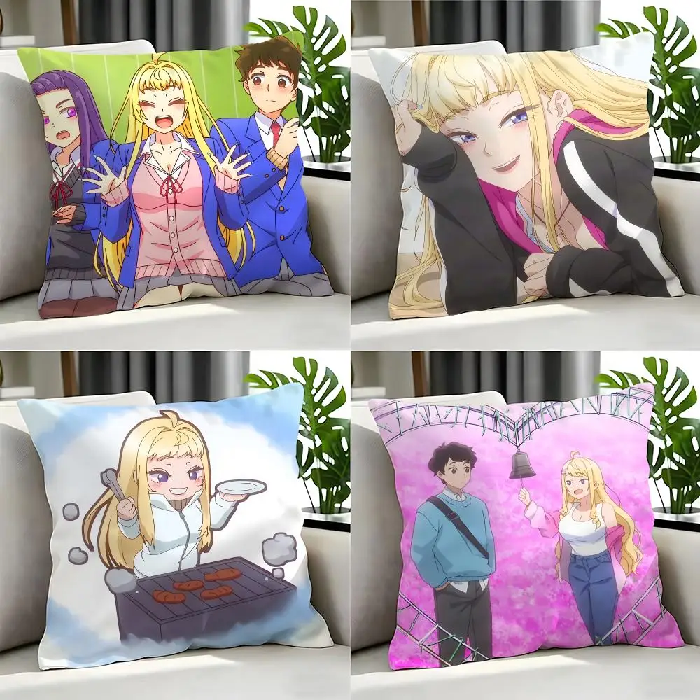 Funda de cojín decorativa con diseño de anime Hokkaido Gals Are Super Adorable, juego de 4 fundas de cojín de 50x50, 45x45, 40x40, funda de almohada decorativa para sofá y hogar