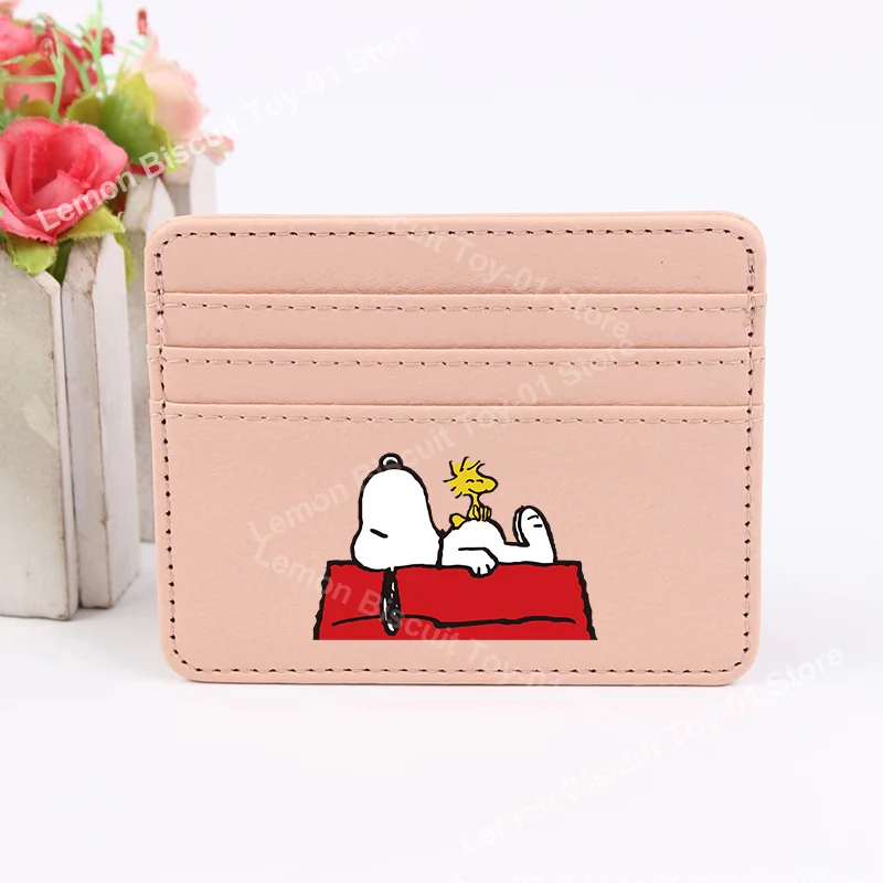 Snoopys-Mini billetera delgada y bonita para tarjetas de crédito bancarias, funda de identificación de negocios para hombre, Bolso pequeño de cuero PU para mujer, regalos de cumpleaños