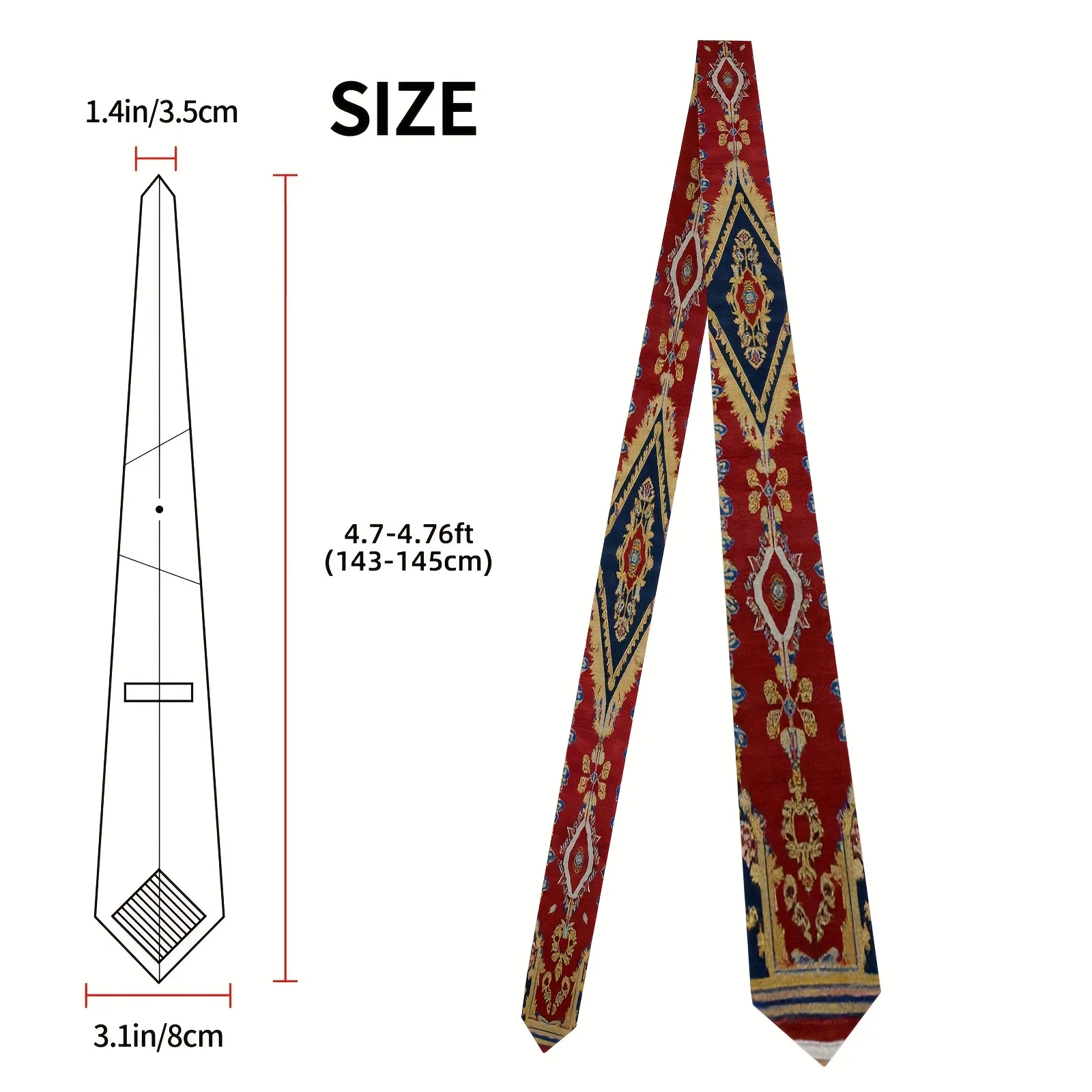 1pc, Men's Elegant Tie Boho Colorful Tribal Persian Durable Polyester Fiber Student Graduation Gift