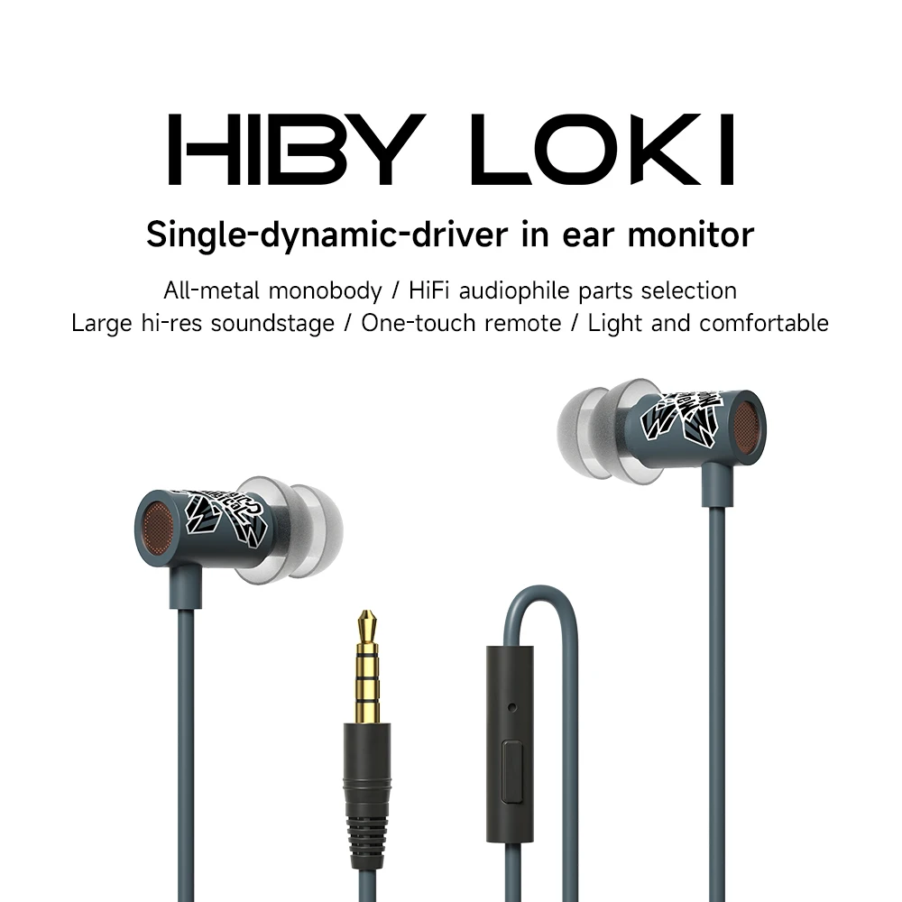 HiBy Loki PU + PEEK Verbund Membran Dynamische Treiber Kopfhörer HiFi Audio in-ear IEM Hohe Qualität Tiefe Bass für Musik Gaming DAP