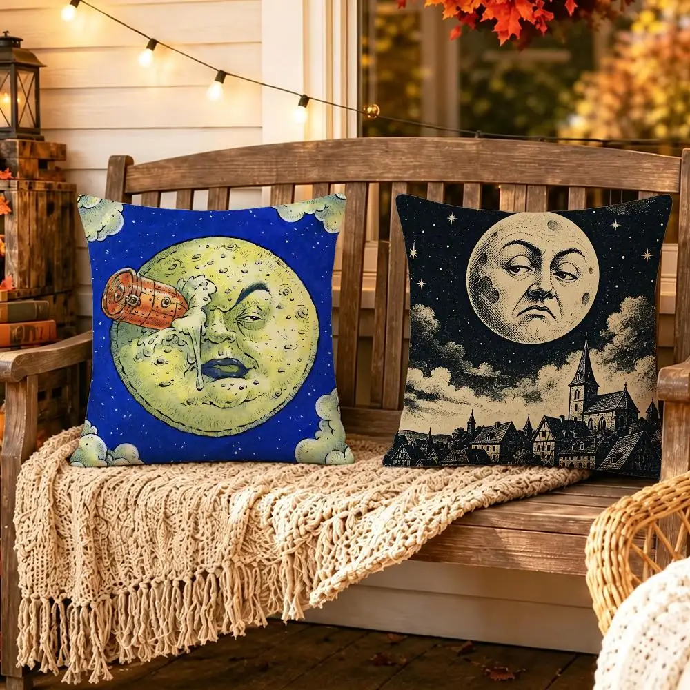 Creature Moon Imp Cushion Cover Pillow Short Plush Scary Creepy Cushion for Living Room Sofa Halloween Holiday Gift