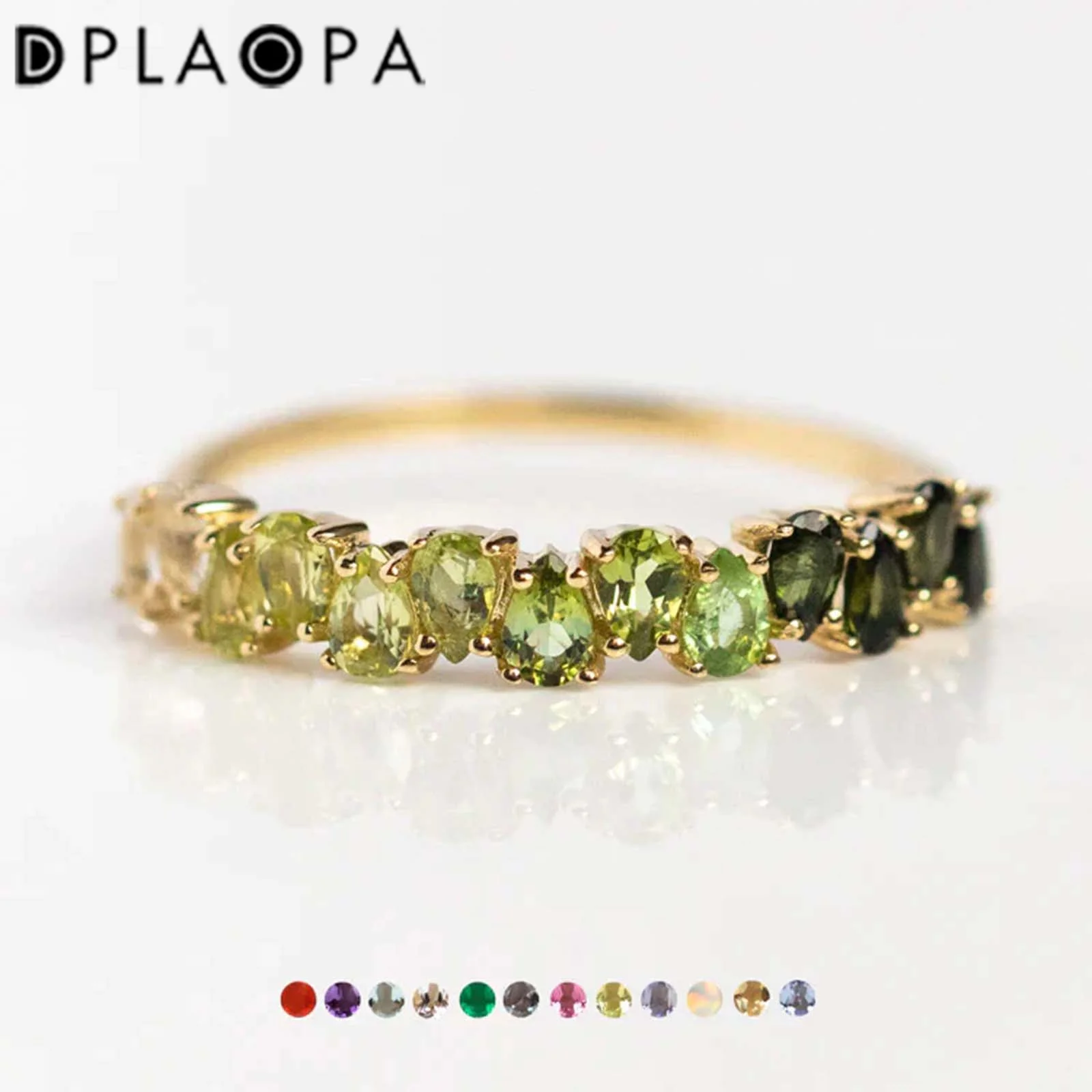 DPLAOPA New 925 Sterling Silver Colorful Green CZ Zircon Opals Crystal Ring Women Luxury Fine Jewelry 2024 New Jewels