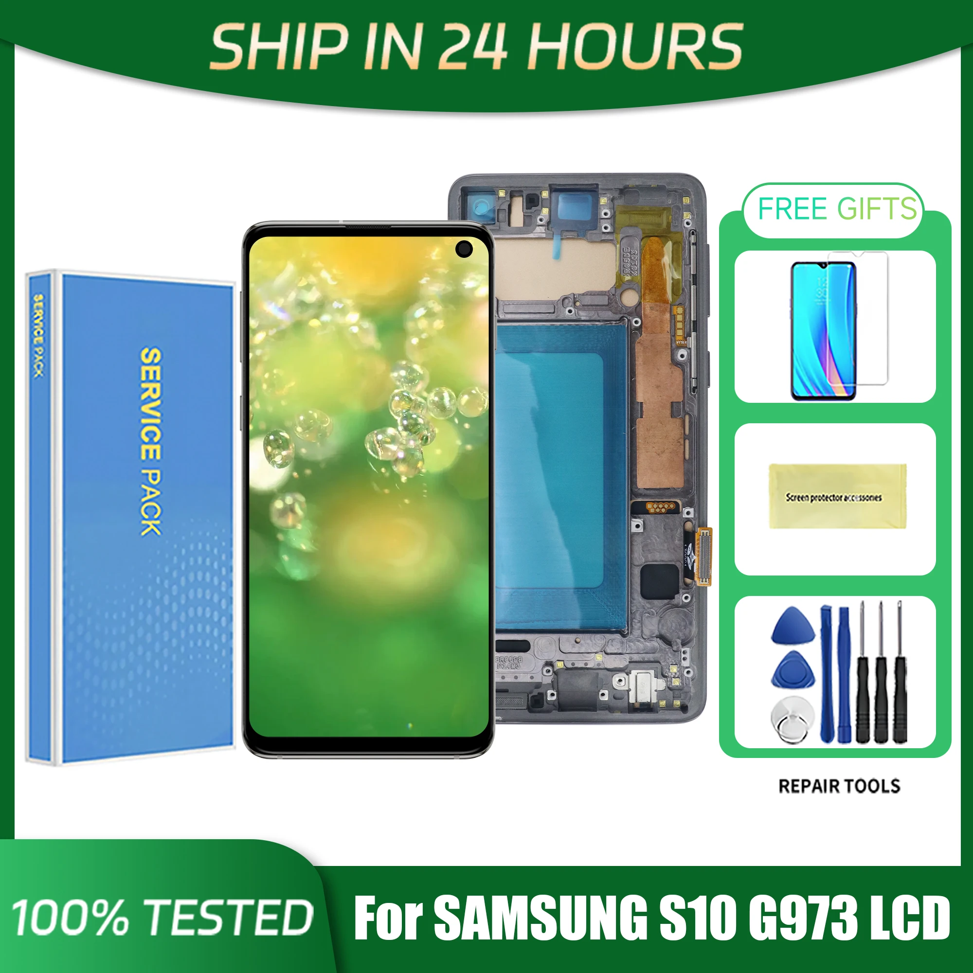 S10 For Samsung 6.1''For  G973F G973U G973W G973N SCV41 G973C LCD Display Touch Screen Digitizer Assembly Replacement