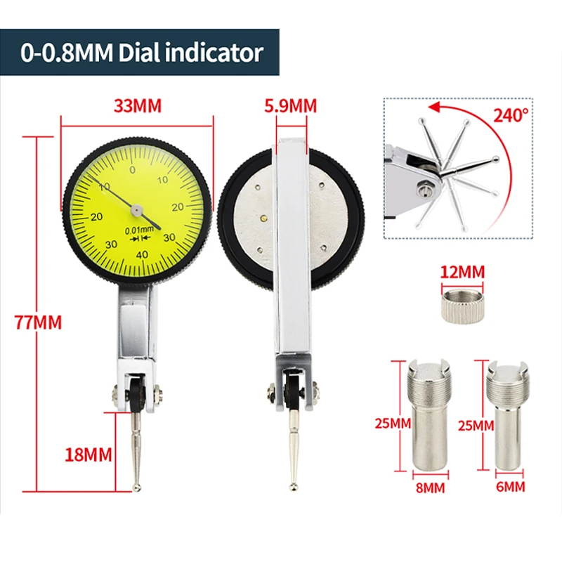 Imagem -06 - Disque o Suporte do Indicador com Base Magnética Indicador de Hora Bore Gauge Micrômetro Medida Ferramentas Indicador Comparador Assista