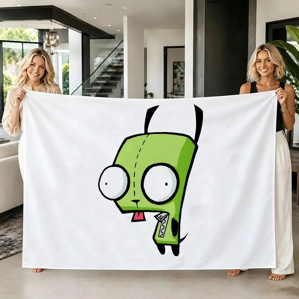 Alien Cartoon I-Invader Zim Flags Tapestry Creative Pattern Photo Living Room Wall Art Party Outdoor Decor