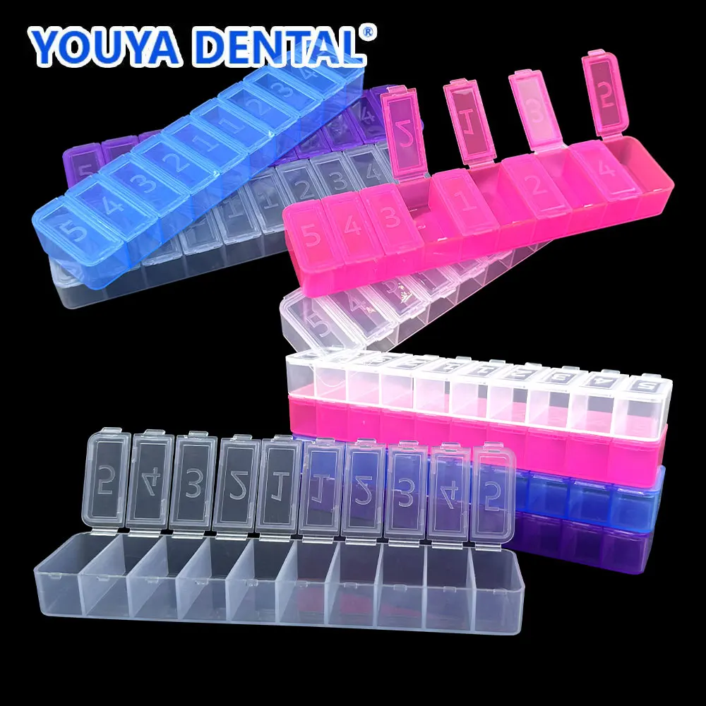 

Dental Squares 10 Slots Orthodontic Brackets Braces Storage Medication Case Teeth Crown Holder Compartment Organizers Case