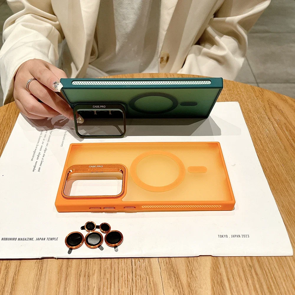 S25 S24 Ultra Funda Magnetetica Translucida De Lujo Para Magsafe Funda Para Samsung Galaxy S25 S24 Ultra Plus Carcasa Con Soporte #4