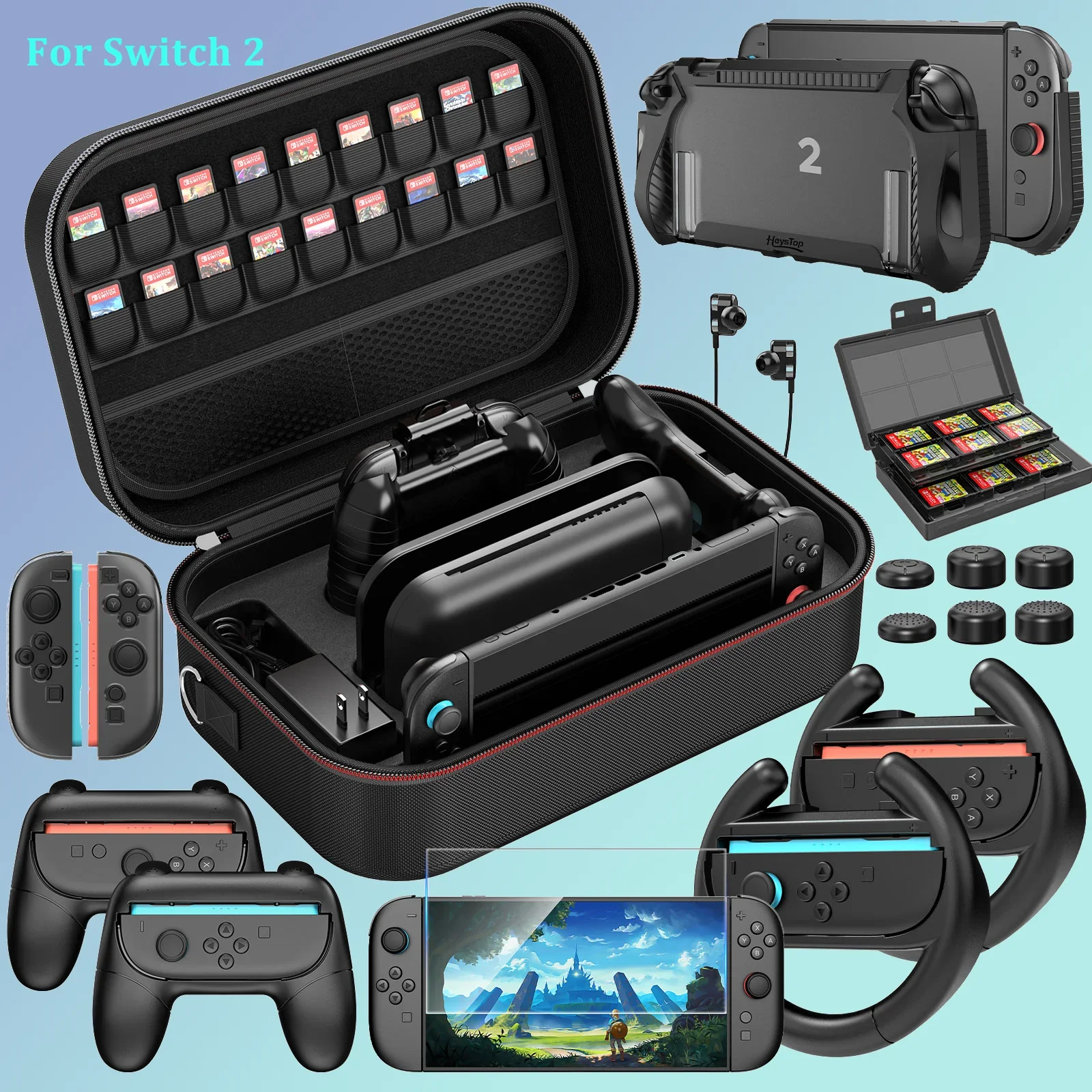 A large-capacity square storage bag suitable for Switch 2. Portable travel storage. Durable. Storage bag for game accessories