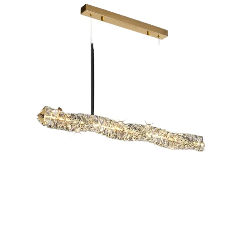 Light luxury crystal restaurant chandelier post-modern simple dining room dining table one-word long Italian lamps